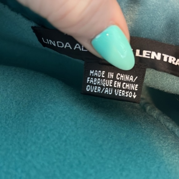 Linda Allard Ellen Tracy Blazer Wool Silk Trim Size 8 Teal Pockets - Picture 8 of 11